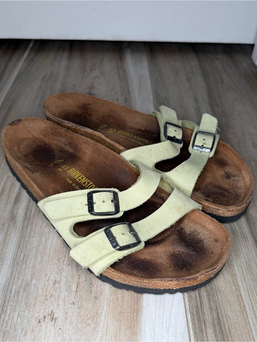 Birkenstock Ibiza Two Strap Light Green Mens Leather Sandals Sz US 10 / EUR 43
